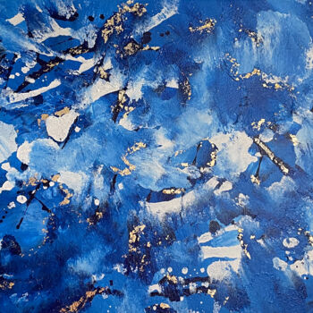 Pittura intitolato ""Depth" blue6white,…" da Liza Khaldzhidis, Opera d'arte originale, Acrilico