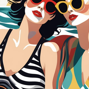 Druckgrafik mit dem Titel "Summer Splash #44" von Liza Landberg, Original-Kunstwerk, Digitale Malerei