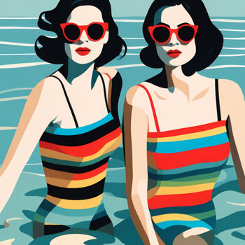 印花与版画 标题为“Summer Splash #48” 由Liza Landberg, 原创艺术品, 数字油画