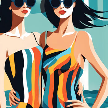 Printmaking titled "Summer Splash #49" by Liza Landberg, Original Artwork, Digital Painting