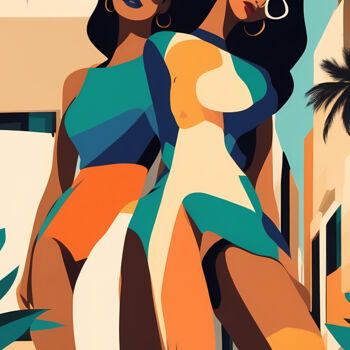 Druckgrafik mit dem Titel "Summer Splash #53" von Liza Landberg, Original-Kunstwerk, Digitale Malerei