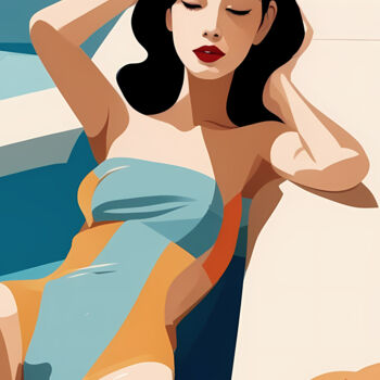 Printmaking titled "Summer Splash #64" by Liza Landberg, Original Artwork, Digital Print