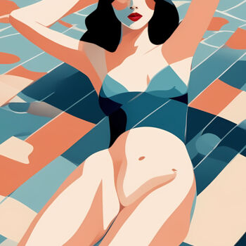 Printmaking titled "Summer Splash #72" by Liza Landberg, Original Artwork, Digital Print