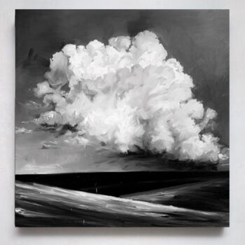 Peinture intitulée "Black and white sky" par Liza Orlovska, Œuvre d'art originale, Huile