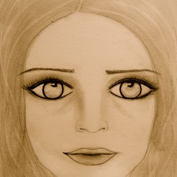 Desenho intitulada "Anxiety, portrait" por Liza Peninon, Obras de arte originais, Lápis