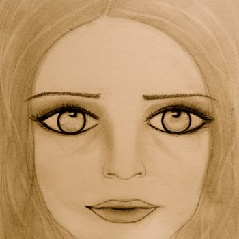 Drawing titled "Anxiety, portrait" by Liza Peninon, Original Artwork, Pencil