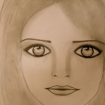 Drawing titled "Vague, portrait ( p…" by Liza Peninon, Original Artwork, Pencil