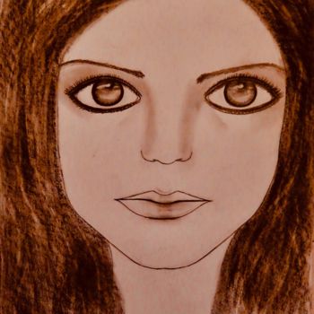 Drawing titled "Reflection, portrait" by Liza Peninon, Original Artwork, Charcoal
