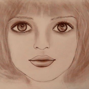 Drawing titled "The Doll, portrait" by Liza Peninon, Original Artwork, Pencil