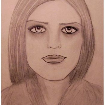 Desenho intitulada "La discrète, portra…" por Liza Peninon, Obras de arte originais, Lápis