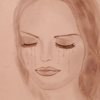 Dessin intitulée "Teardrops, portrait" par Liza Peninon, Œuvre d'art originale, Crayon
