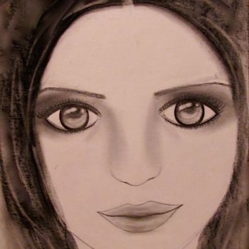 Drawing titled "Douceur, portrait" by Liza Peninon, Original Artwork, Pencil