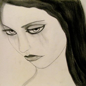 Zeichnungen mit dem Titel "Lolita, portrait" von Liza Peninon, Original-Kunstwerk, Kohle