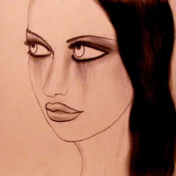 Drawing titled "Questioning, portra…" by Liza Peninon, Original Artwork, Charcoal