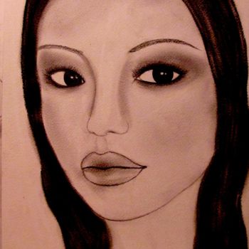 Dessin intitulée "Azumi, portrait" par Liza Peninon, Œuvre d'art originale, Fusain