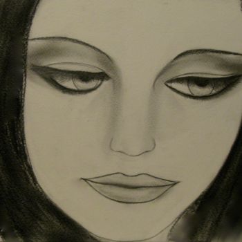 Рисунок под названием "Thinking about, por…" - Liza Peninon, Подлинное произведение искусства, Древесный уголь