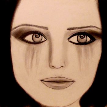 Drawing titled "Tears of a doll, po…" by Liza Peninon, Original Artwork, Charcoal