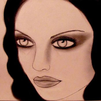 「Mysterious, portrai…」というタイトルの描画 Liza Peninonによって, オリジナルのアートワーク, 木炭