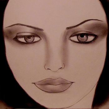 Drawing titled "In her thoughts, po…" by Liza Peninon, Original Artwork, Charcoal