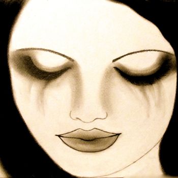 Drawing titled "Sorrow, portrait (…" by Liza Peninon, Original Artwork, Charcoal