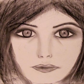 Drawing titled "She's a Mystery, po…" by Liza Peninon, Original Artwork, Charcoal