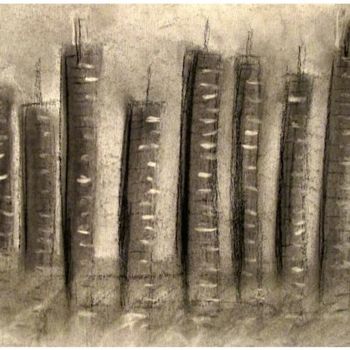 Drawing titled "Downtown, abstract…" by Liza Peninon, Original Artwork, Charcoal