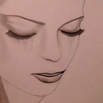 Drawing titled "Sadness, portrait (…" by Liza Peninon, Original Artwork, Pencil