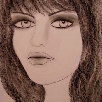 Drawing titled "Who knows, portrait…" by Liza Peninon, Original Artwork, Charcoal