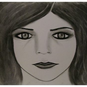 Рисунок под названием "No cry, portrait (…" - Liza Peninon, Подлинное произведение искусства, Древесный уголь