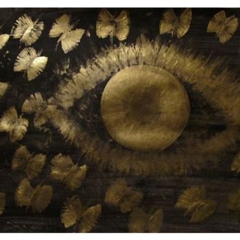 Malerei mit dem Titel "Golden Galactic Eye…" von Liza Peninon, Original-Kunstwerk, Acryl