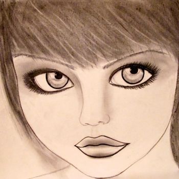 Drawing titled "The Fairy, portrait" by Liza Peninon, Original Artwork, Charcoal