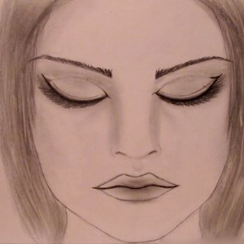 Disegno intitolato "Through her Eyelids…" da Liza Peninon, Opera d'arte originale, Matita