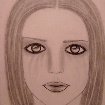 Zeichnungen mit dem Titel "Sadness, portrait (…" von Liza Peninon, Original-Kunstwerk, Bleistift