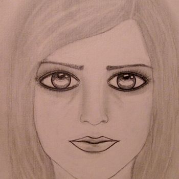Drawing titled "Eyes Never Lie, por…" by Liza Peninon, Original Artwork, Pencil