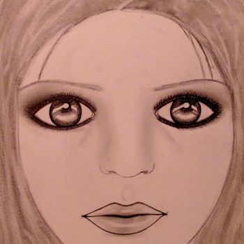 Drawing titled "Reflection, portrait" by Liza Peninon, Original Artwork, Pencil