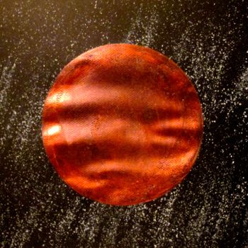Painting titled "Amber Planet, abstr…" by Liza Peninon, Original Artwork, Acrylic
