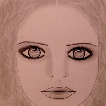Drawing titled "Angel's Eyes, portr…" by Liza Peninon, Original Artwork, Pencil