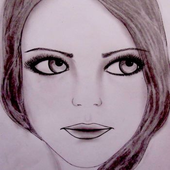Drawing titled "Yesterday, portrait" by Liza Peninon, Original Artwork, Pencil