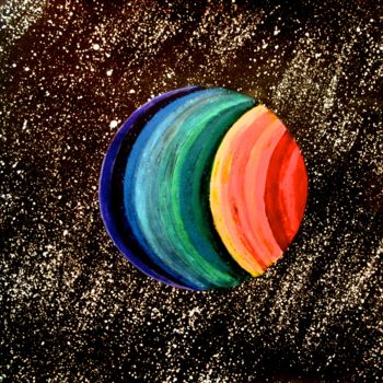 Malerei mit dem Titel "The Rainbow Planet,…" von Liza Peninon, Original-Kunstwerk, Acryl