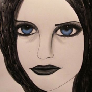 Painting titled "Behind Blue Eyes, p…" by Liza Peninon, Original Artwork, Ink