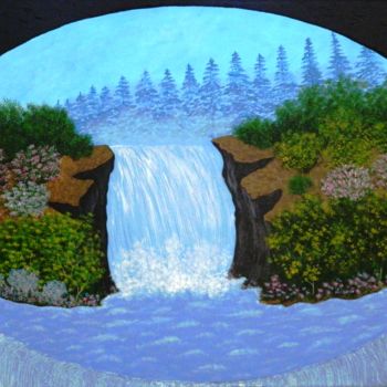 Painting titled "Paradise Waterfalls…" by Liza Wheeler, Original Artwork, Acrylic