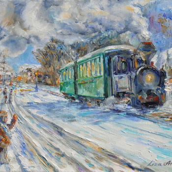 Ζωγραφική με τίτλο "Locomotiva a vapore" από Liza Atzori, Αυθεντικά έργα τέχνης, Λάδι
