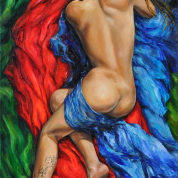 Картина под названием "Donna con tatuaggio" - Liza Atzori, Подлинное произведение искусства, Масло