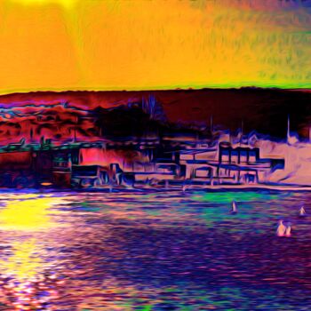 Digital Arts titled "Island swim" by Lizard'S Visuals, Original Artwork, Digital Painting
