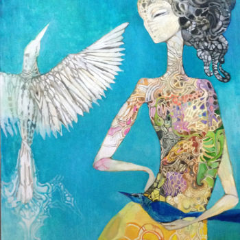 "bluebird" başlıklı Tablo Lizard tarafından, Orijinal sanat, Petrol