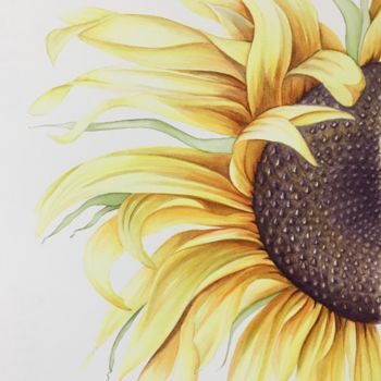 Painting titled "Sunflower “Russian…" by Liz Hansen, Original Artwork, Watercolor