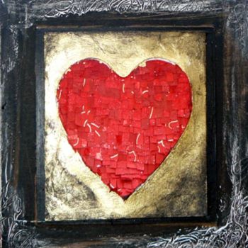 Painting titled "coeur mosaique" by Lizsticks, Original Artwork