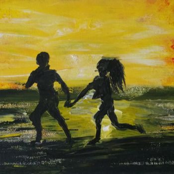 Pintura intitulada "Footing en couple.j…" por Lizzie-Mary, Obras de arte originais, Acrílico