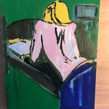 Painting titled "Girl in bed" by John Hennessey, Original Artwork, Oil
