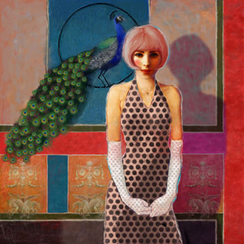 Arts numériques intitulée "Irmine and the Peac…" par L. Joss, Œuvre d'art originale, Peinture numérique